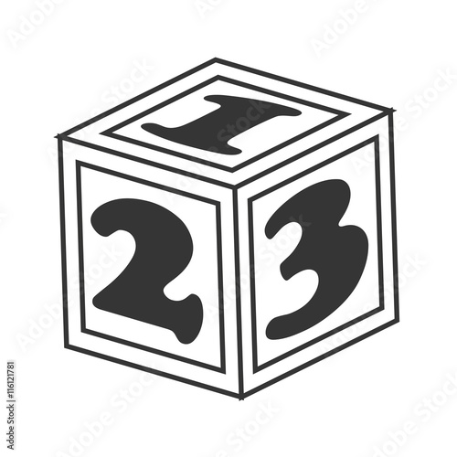 ABC blocks toy ,black and white isolated flat icon