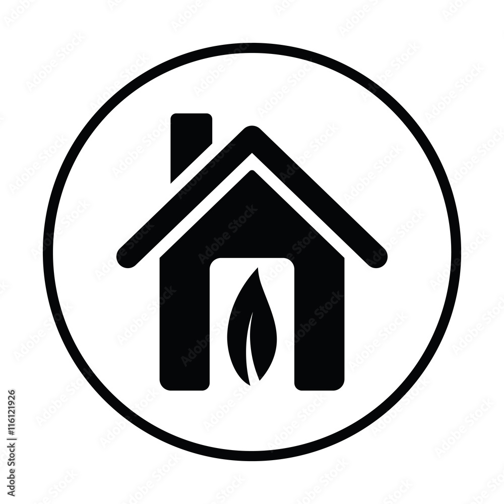 Ecological home with leaf icon