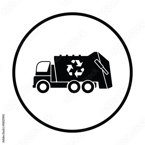 Garbage car with recycle icon