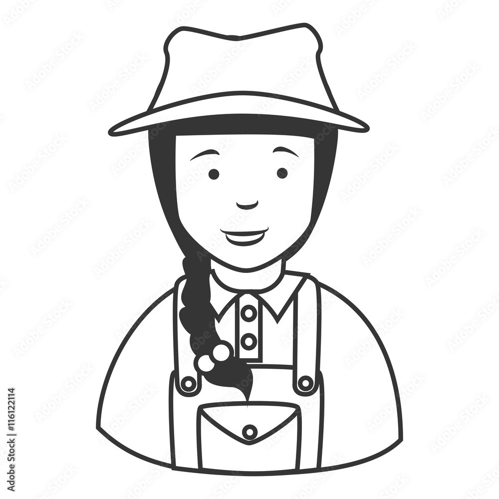 farmer girl overall, isolated flat icon design farmer girl overall, isolated flat icon design