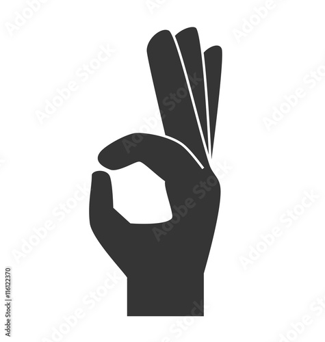 Hand ok symbol sign , isolated flat icon design
