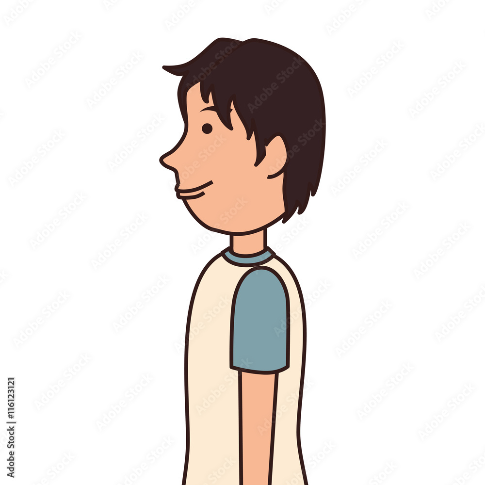 Teenager boy cartoon, isolated flat icon design. Teenager boy cartoon, isolated flat icon design.