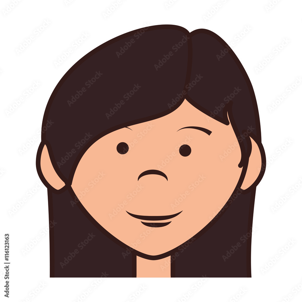teenager girl cartoon, isolated flat icon design teenager girl cartoon, isolated flat icon design