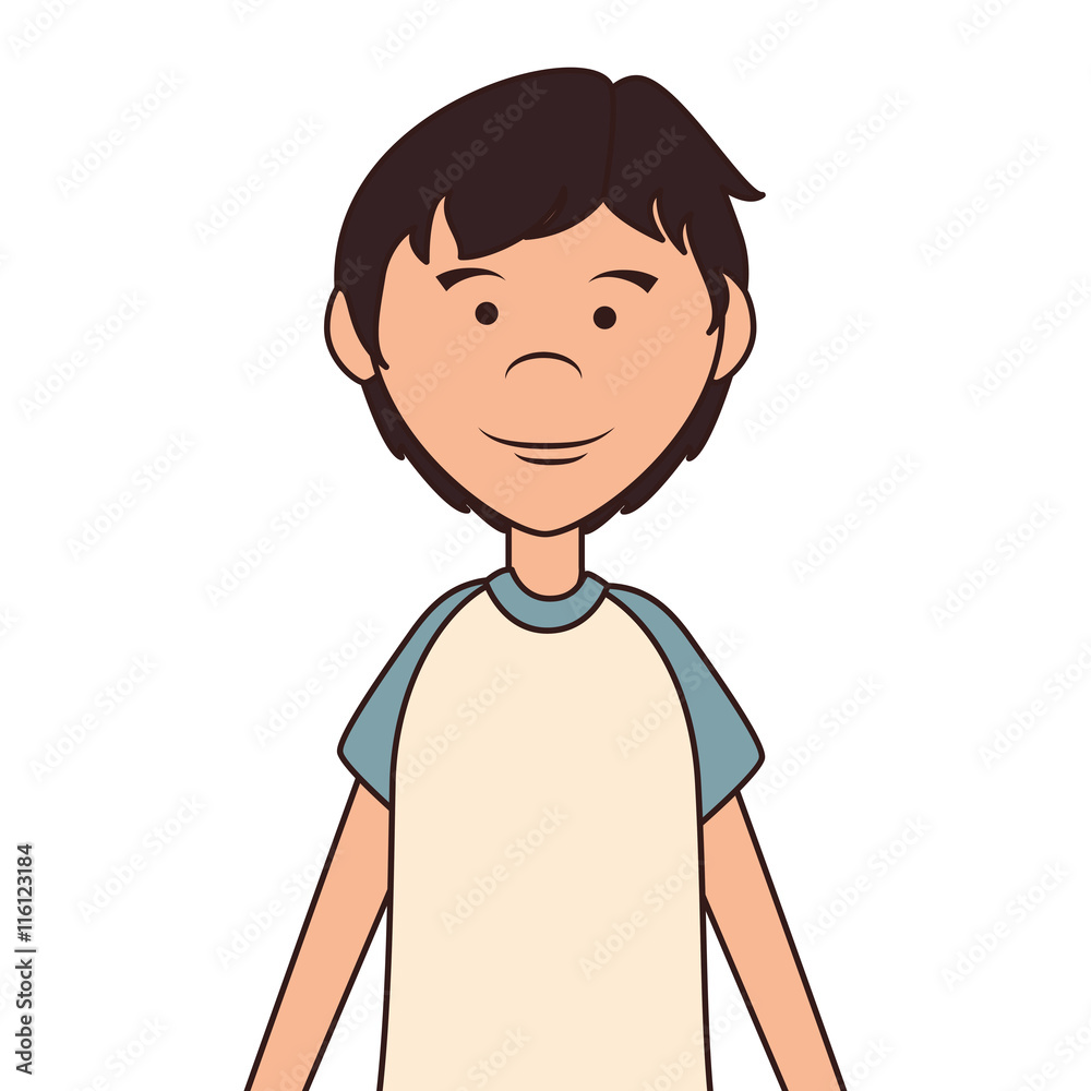 Teenager boy cartoon, isolated flat icon design. Teenager boy cartoon, isolated flat icon design.