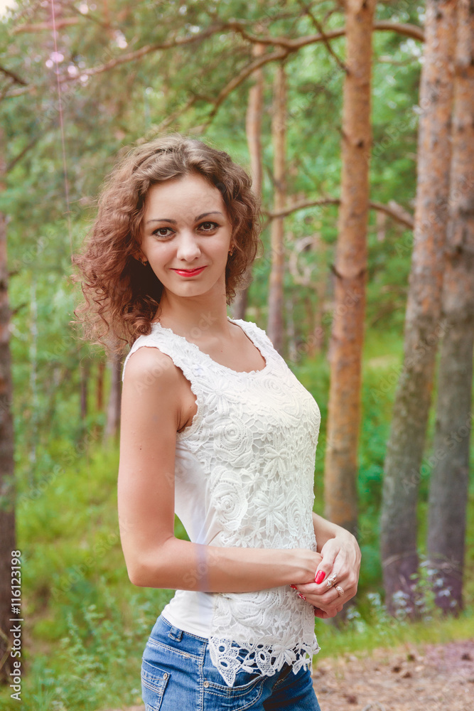 Outdoors Portrait of Beautiful Young Brunette Girl Outdoors Portrait of Beautiful Young Brunette Girl