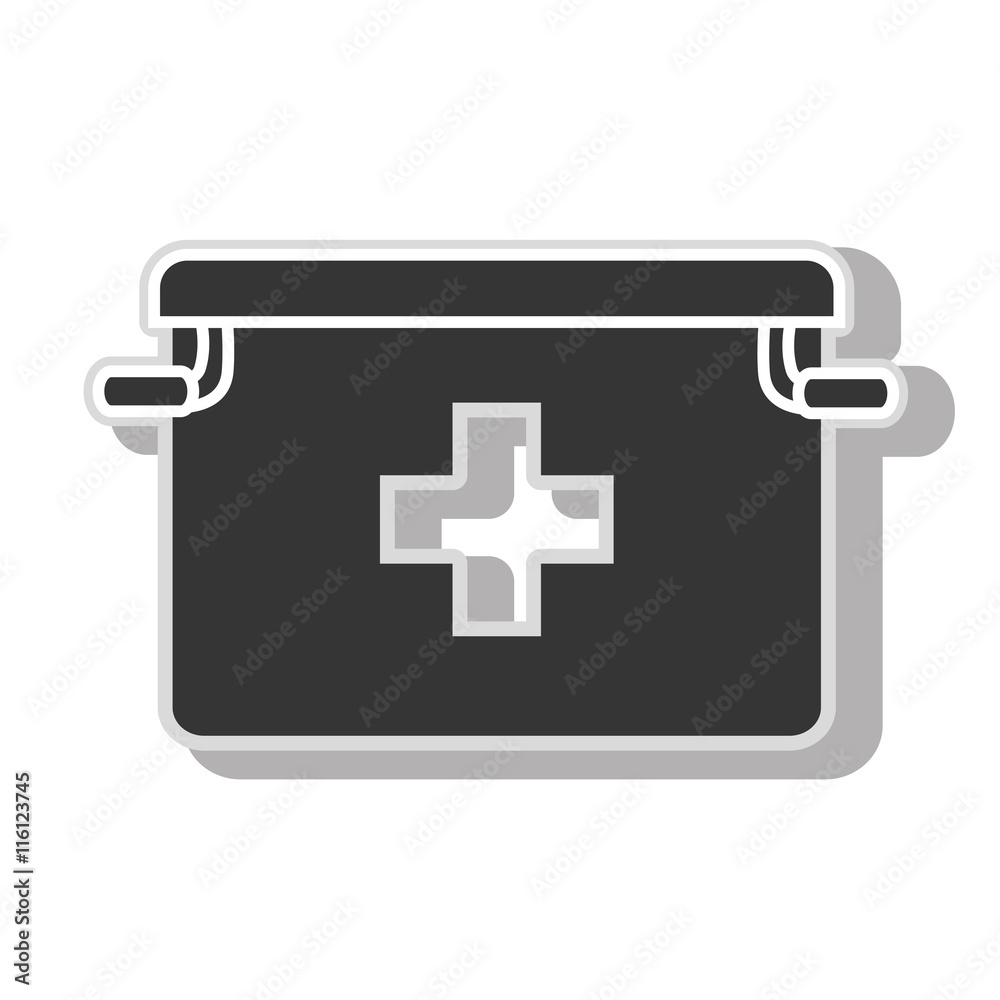 Fototapeta premium First aids suitcase ,isolated black and white flat icon design