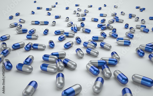 3d illustration of capsule pills on light background