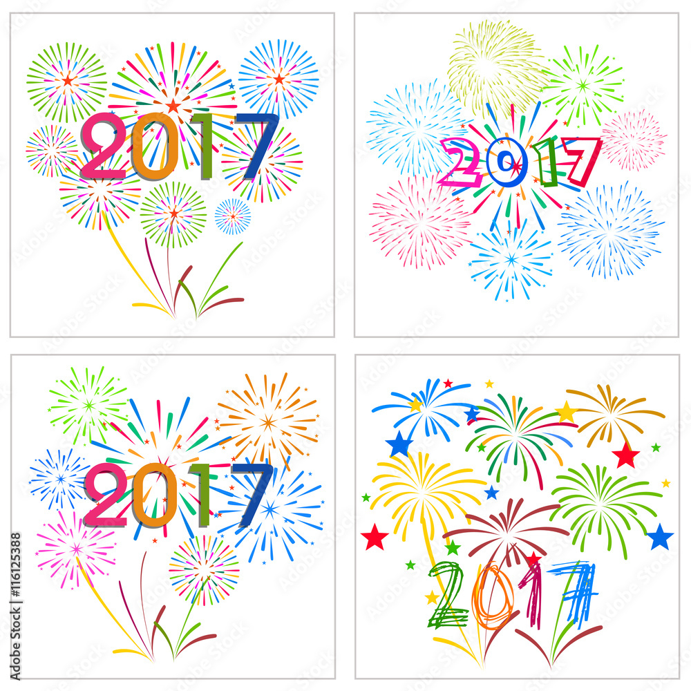 Fireworks display happy New Year 2017 collection