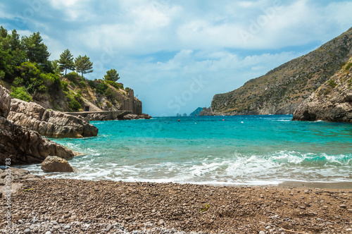 Beachside in Sorrento Peninsula a front of Capri Island