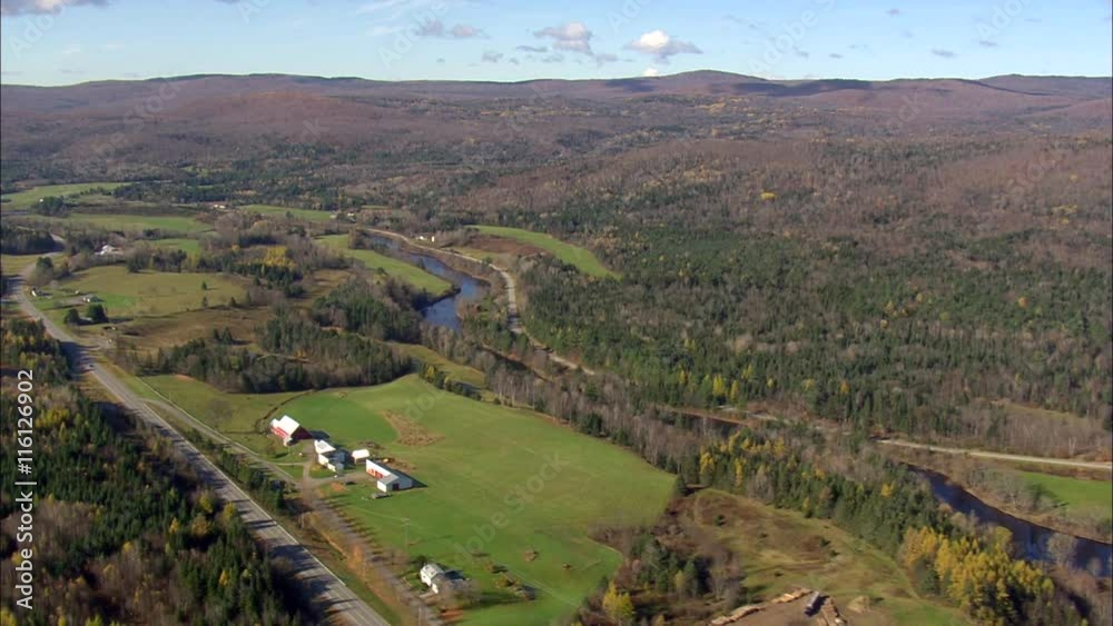 Connecticut River, Farms And Covered Bridge Connecticut River, Farms And Covered Bridge