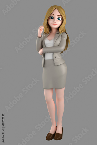 3d illustration of a young business woman in office attire photo