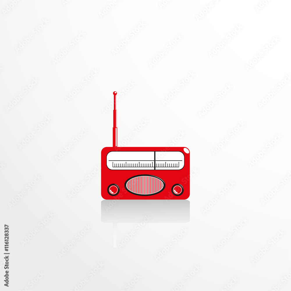 Old radio. Vector icon.