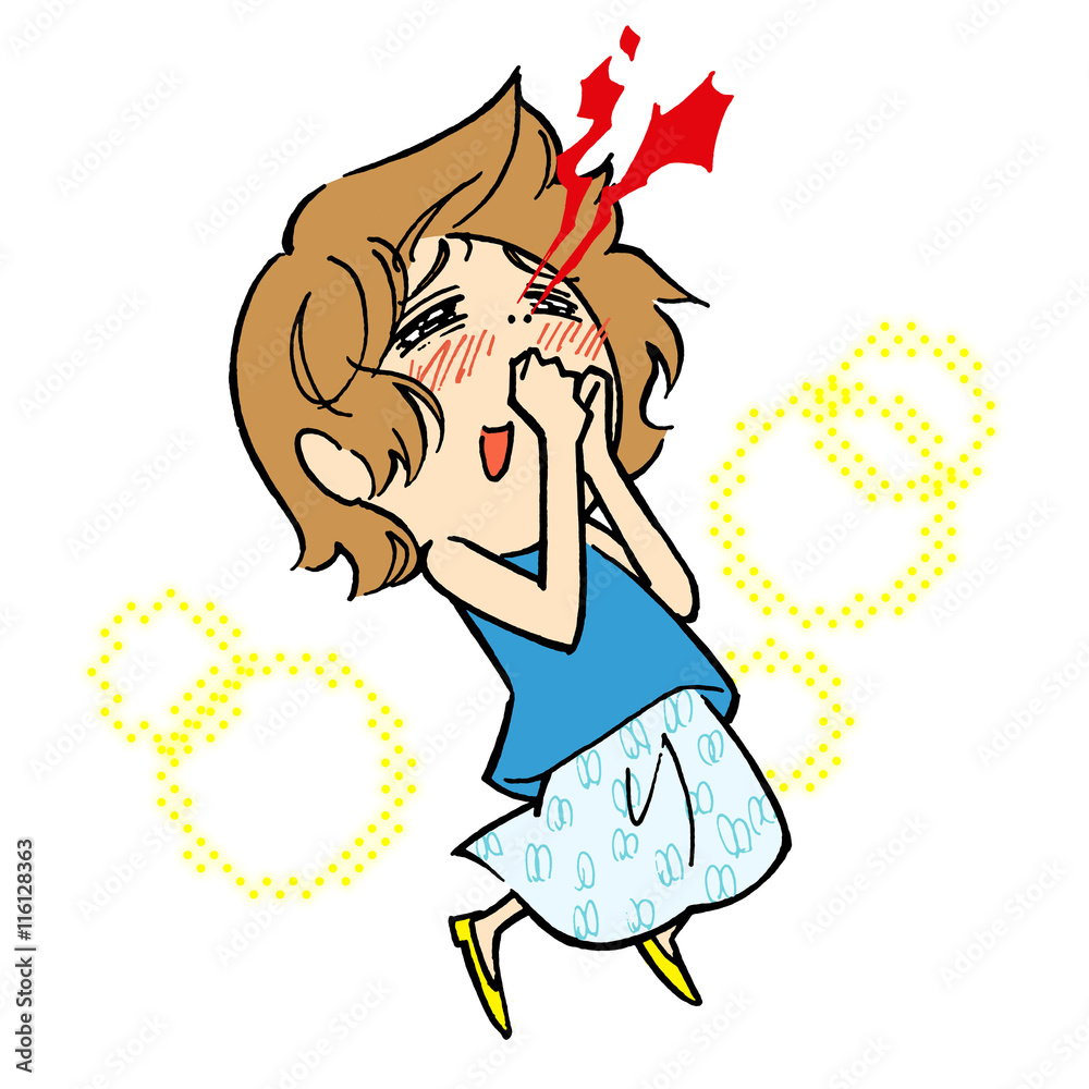 興奮して鼻血を出す女性 Stock イラスト Adobe Stock