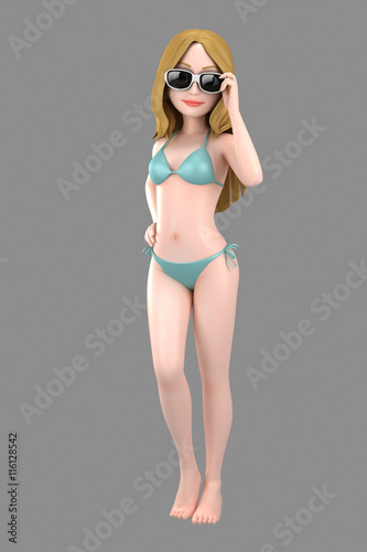 3d illustration of a sexy girl in swimsuit or bikini
