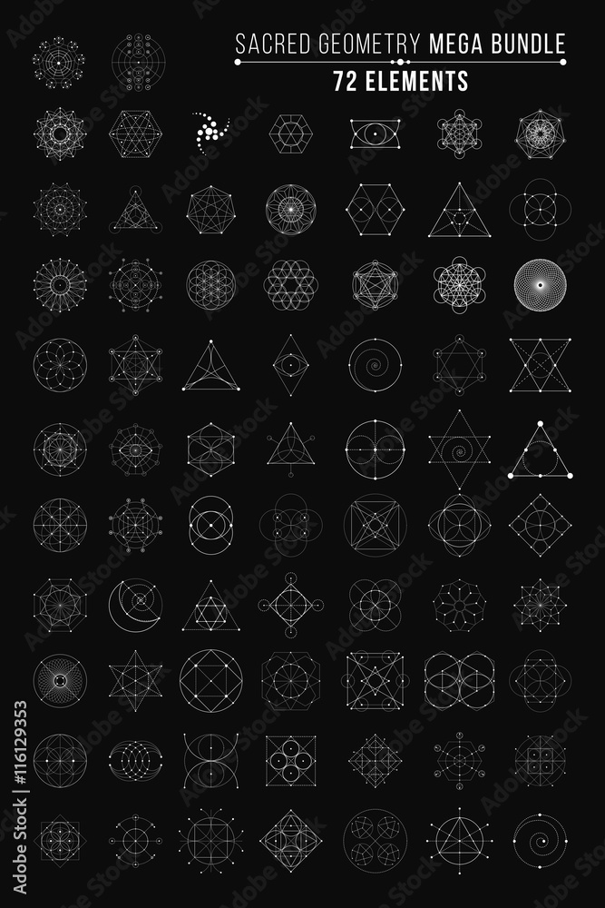 Sacred Geometry Mega Bundle. 72 Elements. Vector Illustration