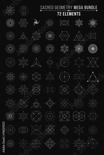Sacred Geometry Mega Bundle. 72 Elements. Vector Illustration photo
