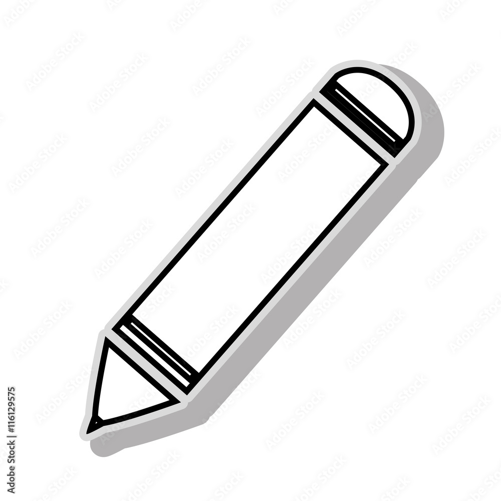 Pencil drawing object ,isolated black and white flat icon design Pencil drawing object ,isolated black and white flat icon design