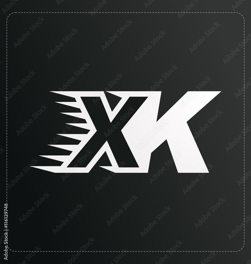 XK Two letter composition for initial, logo or signature XK Two letter composition for initial, logo or signature