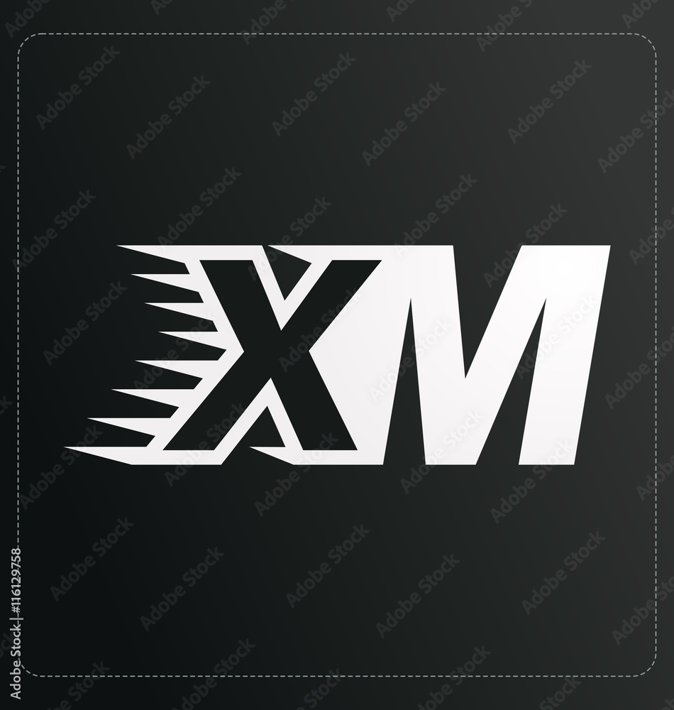 XM Two letter composition for initial, logo or signature XM Two letter composition for initial, logo or signature