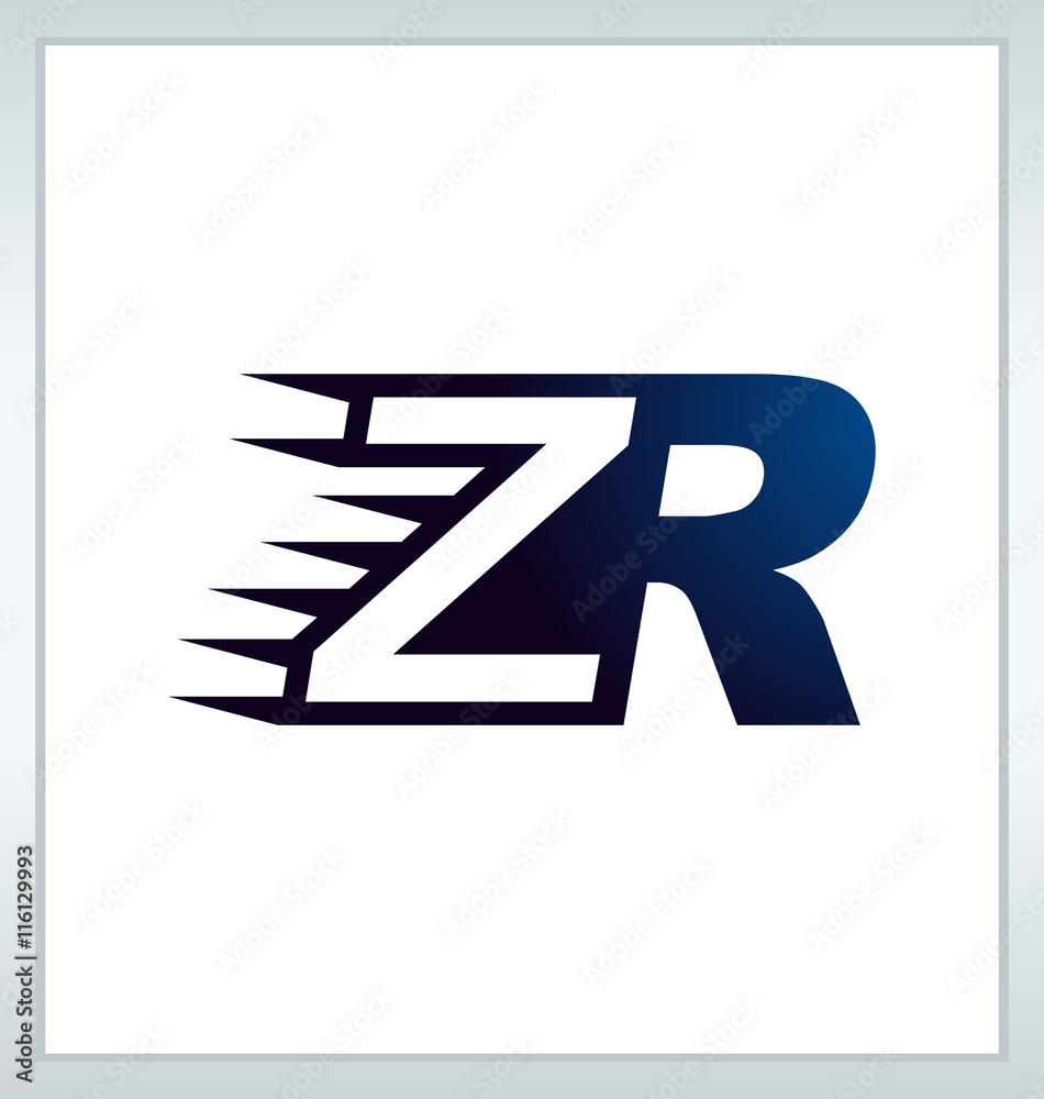 ZR Two letter composition for initial, logo or signature ZR Two letter composition for initial, logo or signature