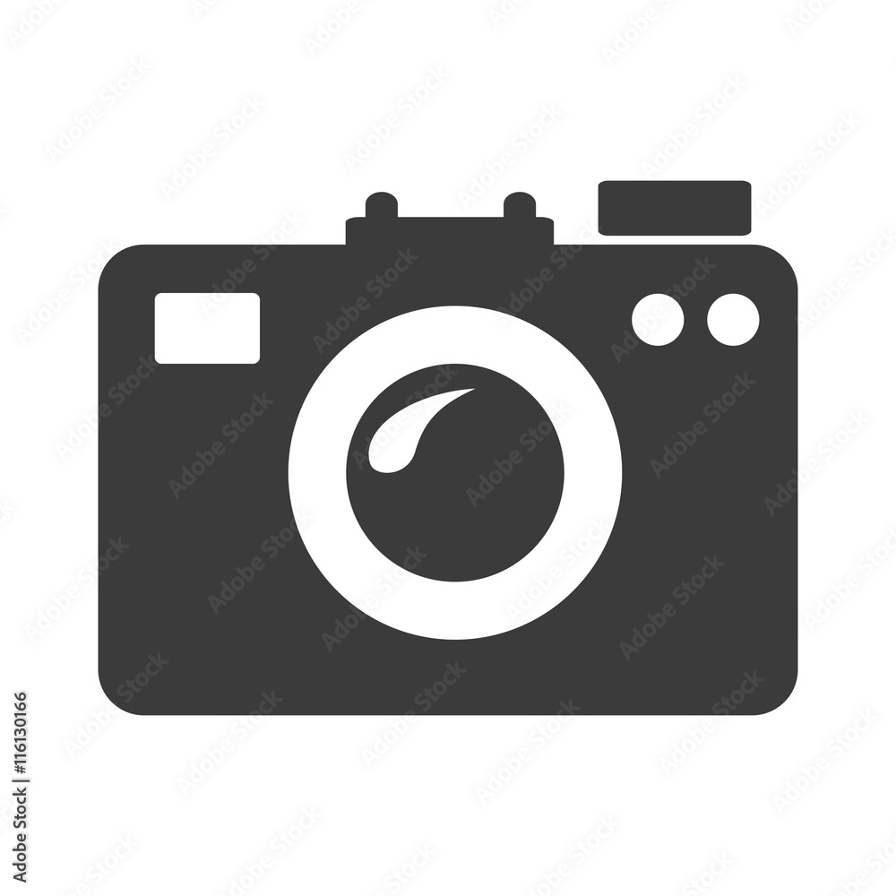 Photographic camera ,isolated black and white flat icon design Photographic camera ,isolated black and white flat icon design