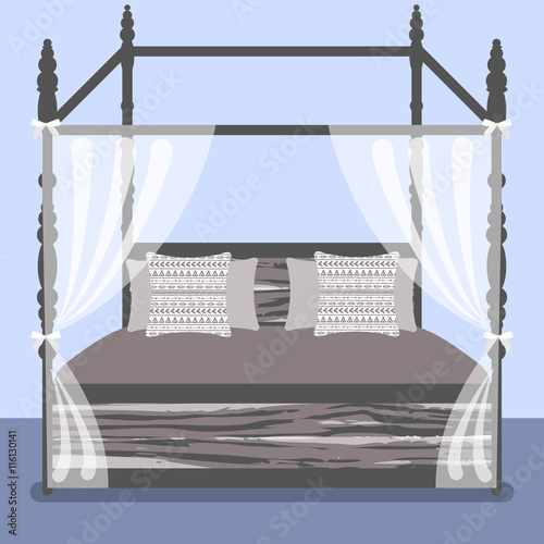 Vector illustration with bedroom in flat style