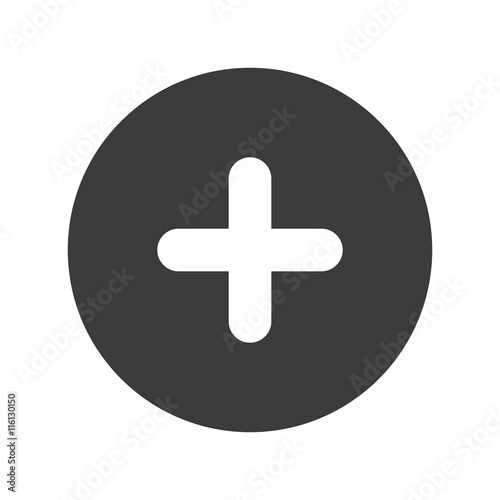 Cross positive circle, isolated flat icon design