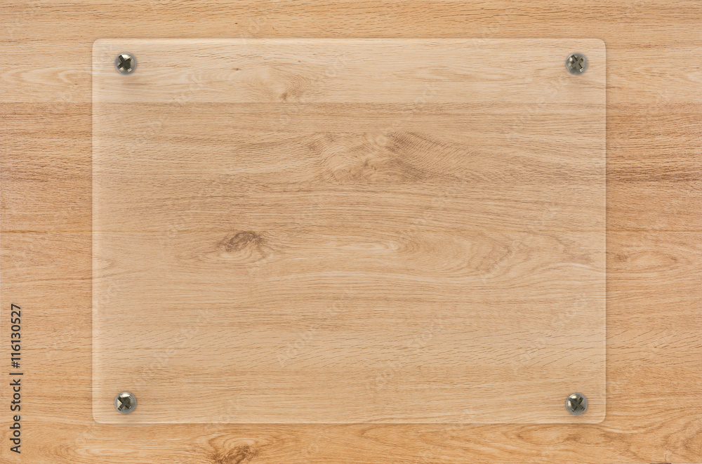 Fototapeta premium glass board on wooden background