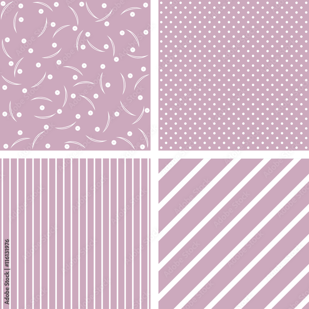 4 lilac patterns. 4 lilac patterns.