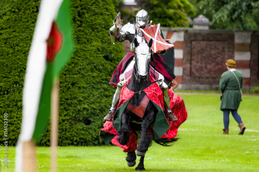 Armored knight suited for battle on horseback, charging in gallop. Galloping it’s the fastest gait of a horse, and because of the speed the warrior looks even more impressive Armored knight suited for battle on horseback, charging in gallop. Galloping it’s the fastest gait of a horse, and because of the speed the warrior looks even more impressive