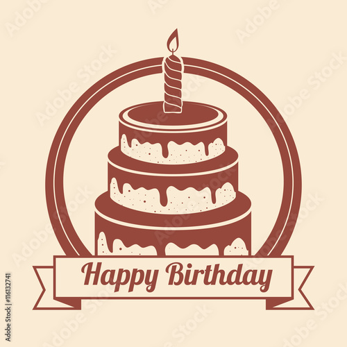 happy birthday cake isolated icon design, vector illustration  graphic 