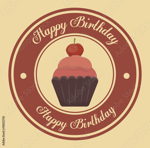 happy birthday cupcake isolated icon design  vector illustration  graphic 