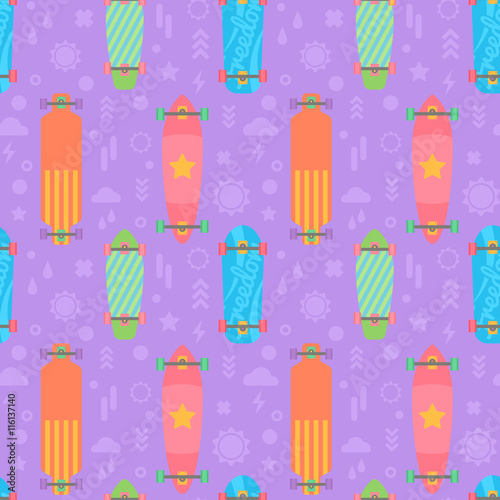 Flat longboards seamless pattern