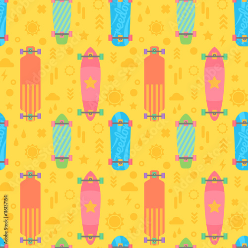 Flat longboards seamless pattern