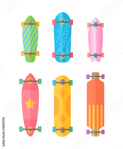 Flat longboards colorful set