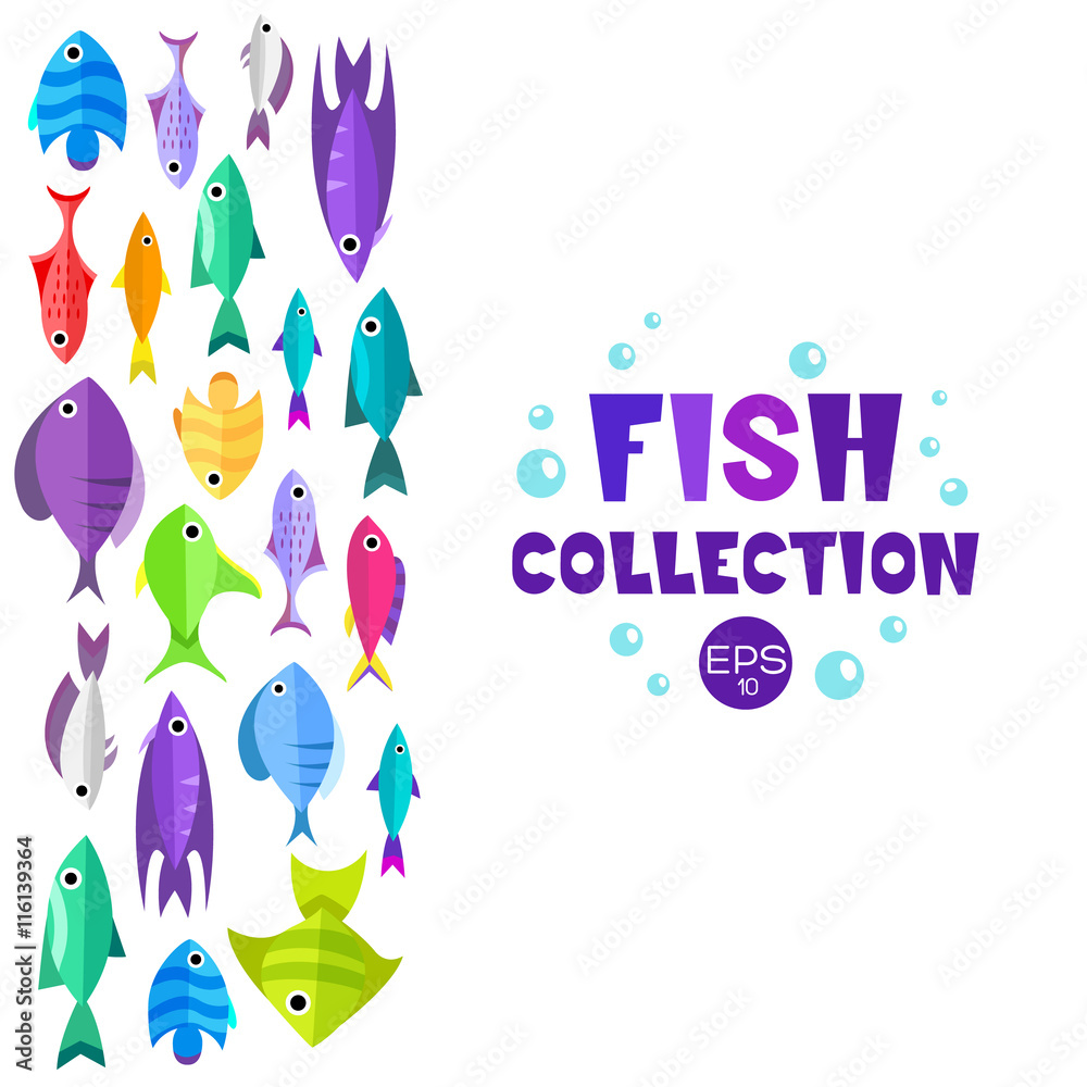 Cartoon fish collection background Cartoon fish collection background