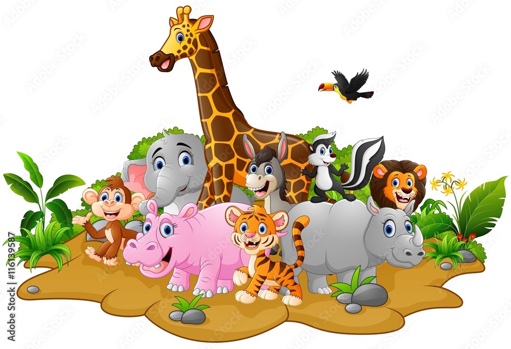 Cartoon wild animals background Stock Vector Adobe Stock
