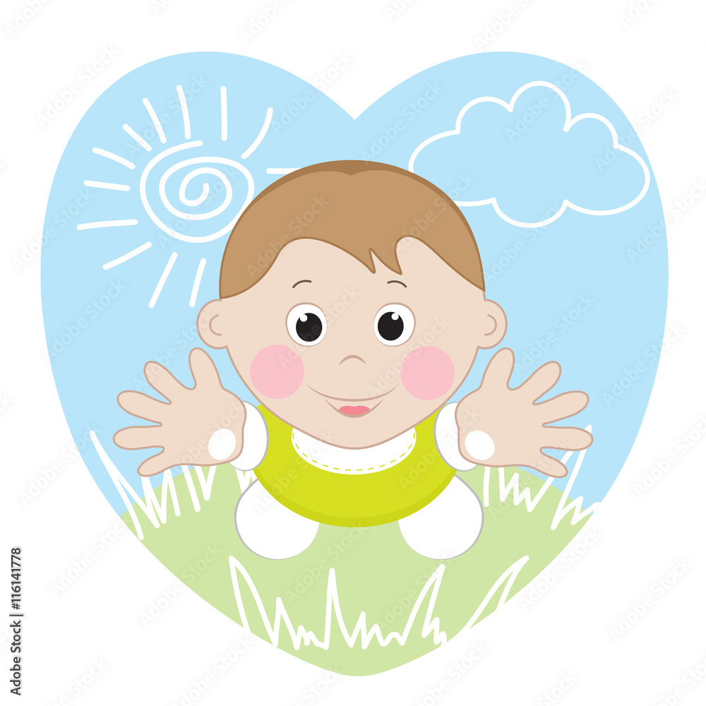 Cute child stretching his hands Cute child stretching his hands