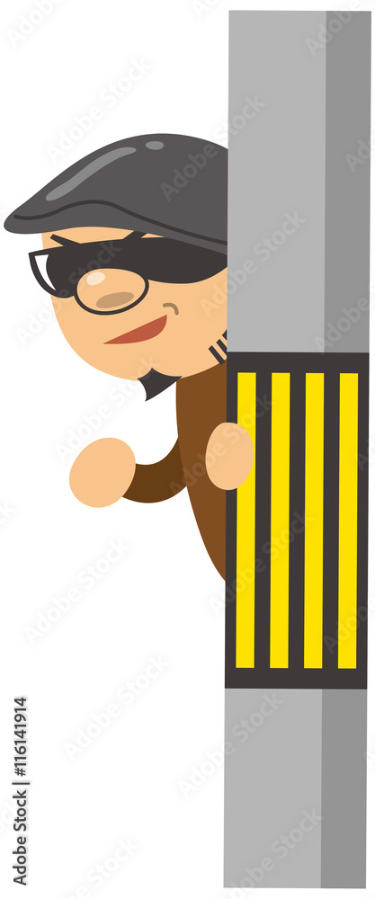 電柱から覗く犯罪者のイメージイラスト Stock Vector Adobe Stock