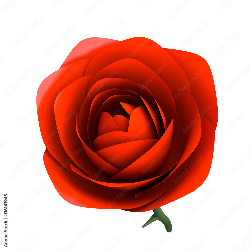真っ赤なバラ一輪の3dレンダリング画像 Stock イラスト Adobe Stock
