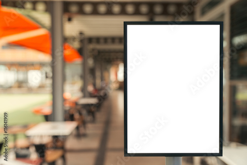 Blank sign with copy space for your text message or content in modern shopping mall.