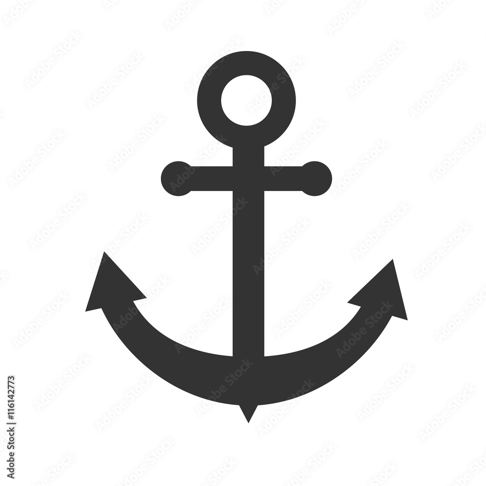 Anchor icon. Simple flat logo of anchor isolated on white background. Vector illustration. Anchor icon. Simple flat logo of anchor isolated on white background. Vector illustration.