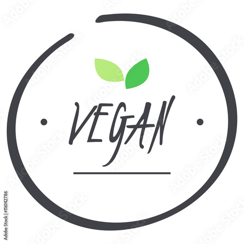  Vegan grey and green circle logo, symbol with leaves