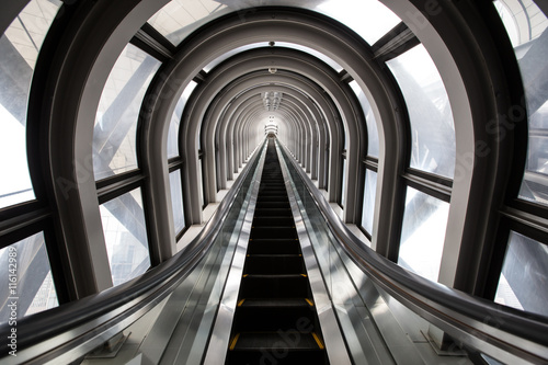 futuristic escalator ,abstract space in a modern building