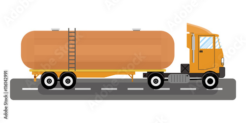 Vector of heavy truck and chemical tank.