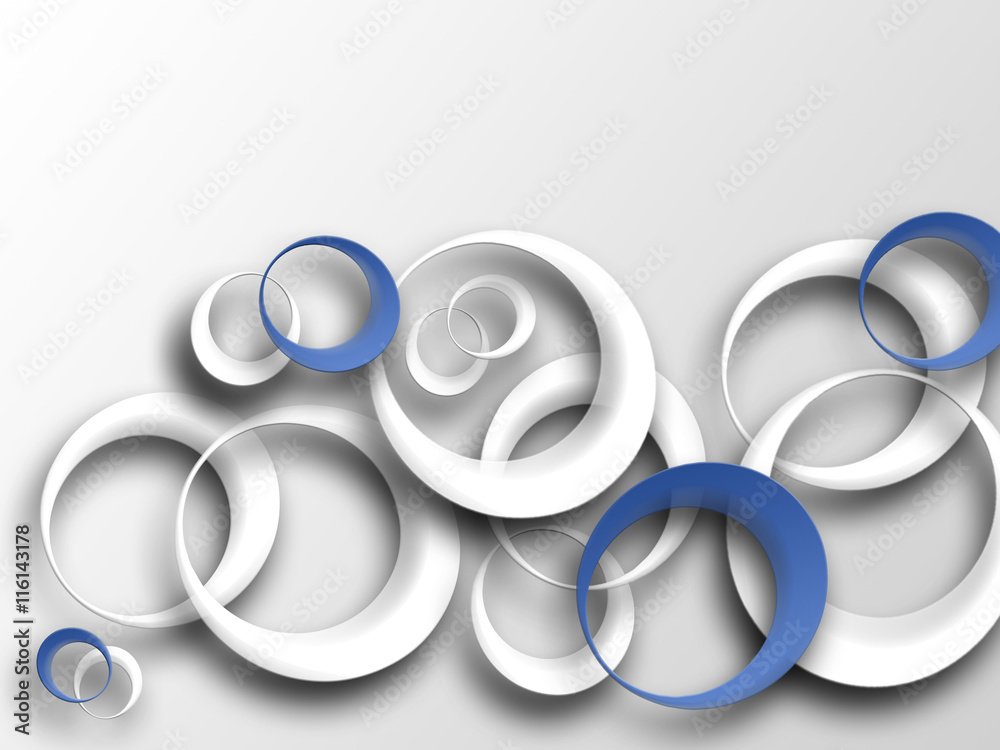Abstract Blue and White Circles with shadows on gray background Abstract Blue and White Circles with shadows on gray background
