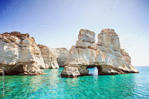 Fototapeta Naklejka Na Ścianę i Meble -  Beautiful Kleftiko bay, Milos island, Greece