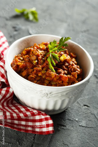 Lentils stew with tomatoes