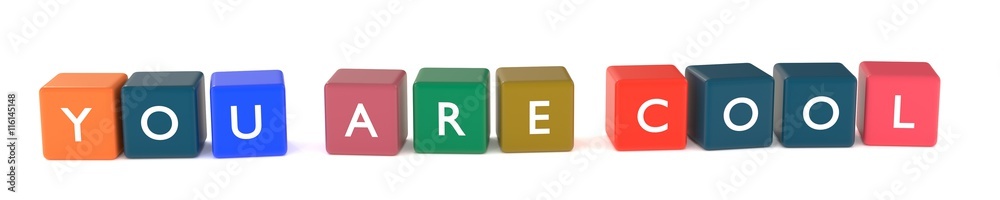 3d illustration of YOU ARE COOL words from colored cubes 3d illustration of YOU ARE COOL words from colored cubes