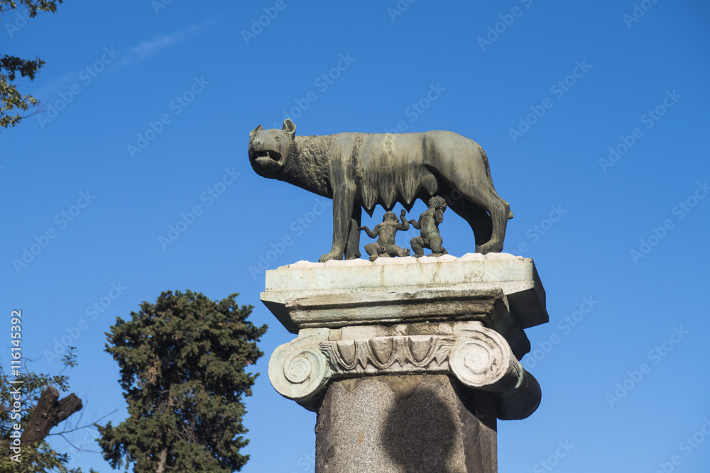 Capitoline Wolf sculpture with Romulus and Remus at Capitoline Hill